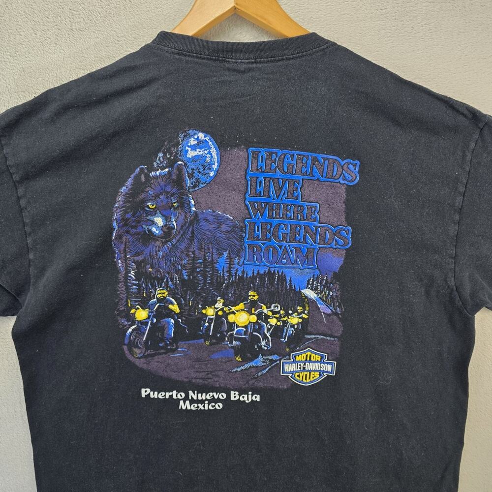 Vintage Harley Davidson Shirt XXL Legends Live Where Legends Roam Biker Wolf